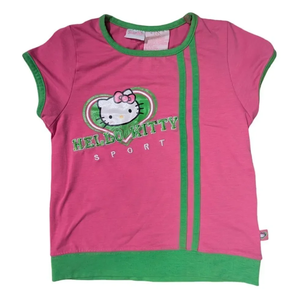 Sanrio Hello‎ Kitty girls vintage Y2K pink embroidered shirt size 5 kawaii
